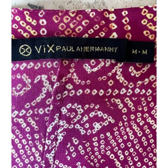 Rasberry Batik Silk Wrap Maxi Skirt or Coverup by VIX Paula Hermanny, Handmade,M - Picture 8 of 10